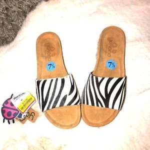 Zebra print one strap sandal